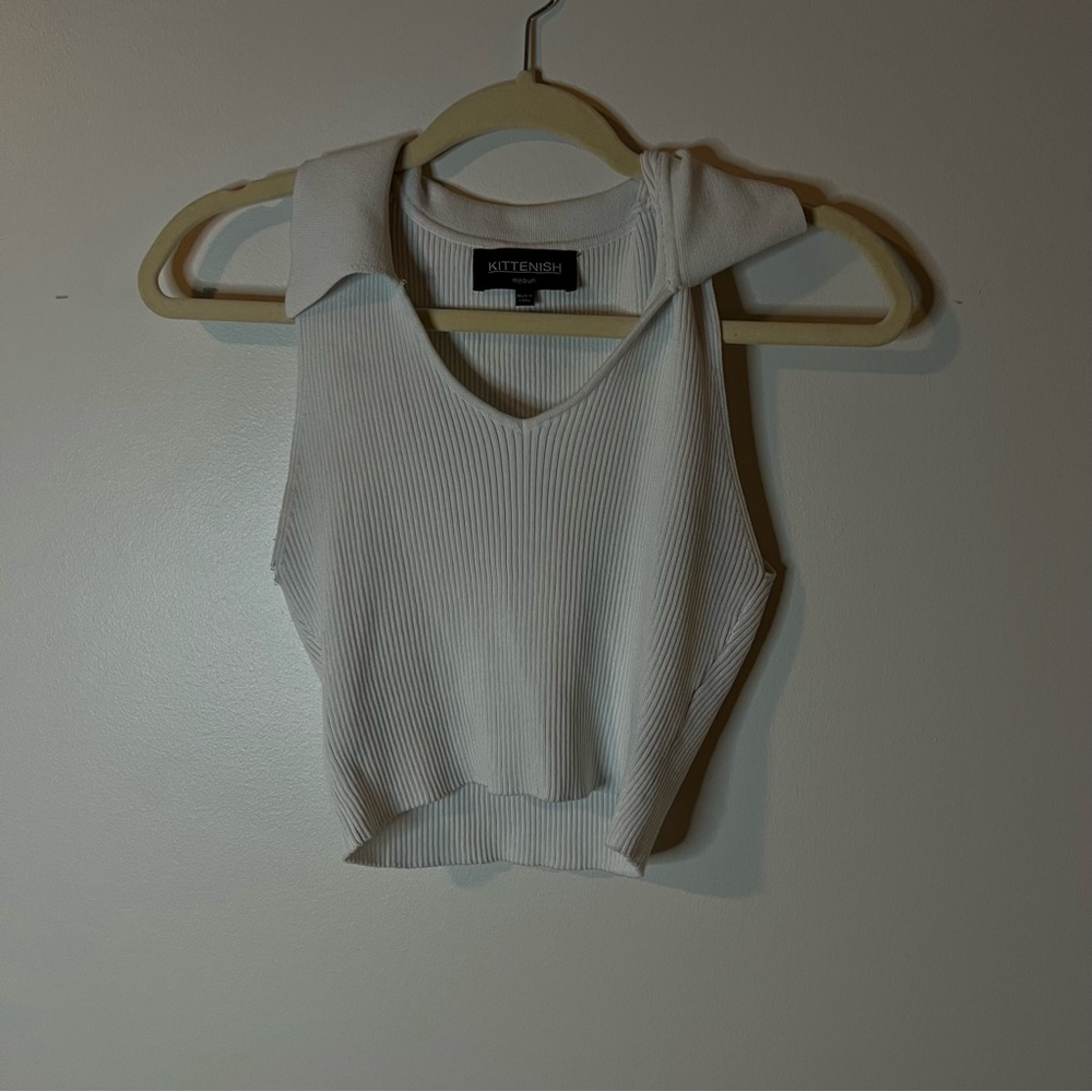 White ribbed crop top